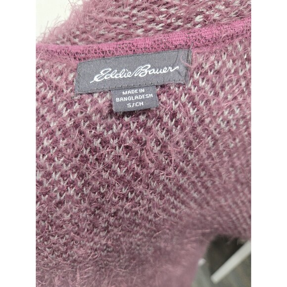 Eddie‎ Bauer Womens Cardigan Small Purple Long Sleeve Open Front Fuzzy Sweater S - Picture 8 of 9